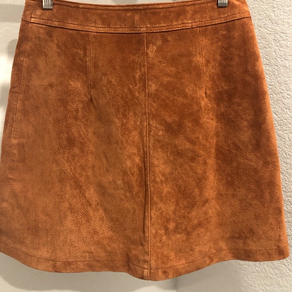 Anthropologie 100% LEATHER Vintage Button Skirt 8 - Picture 7 of 9
